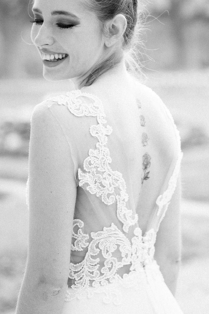 photo portrait de mariée de dos